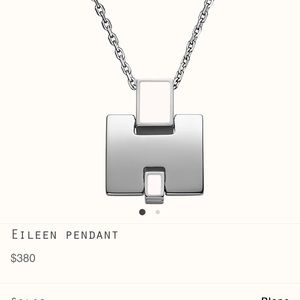 Hermes Silver and White Eileen pendant and chain
